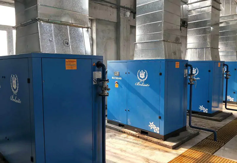 Atlas Copco Bolaite Quincy BLT oil lubricated twin screw air compressors customer installation