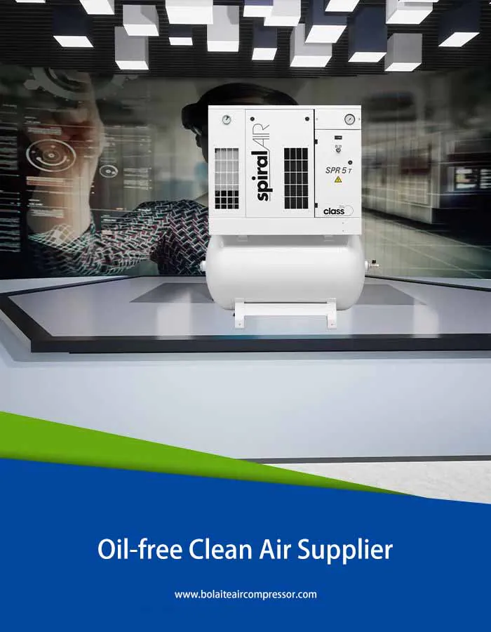 The Bolaite SPR series oil-free scroll air compressor is a high-quality, reliable, and energy-efficient compressor